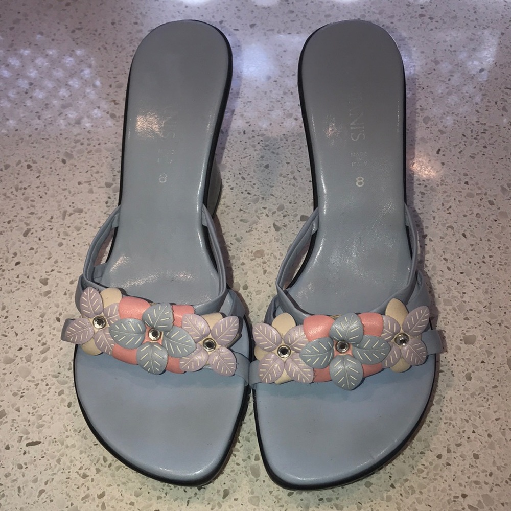 💐Pastel Wedge Vegan Leather Italian Sandals 39/8